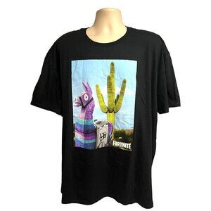 Fortnite Mens Epic Games Loot Llama Black Graphic T-Shirt 3XL Stretch Cotton New